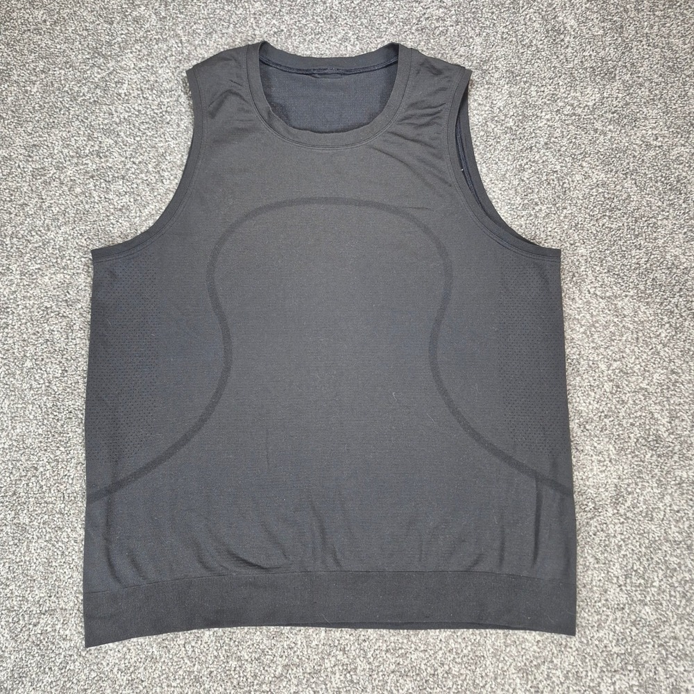 Lululemon Tank Top Mens Large Black Sleeveless Mesh Performance Training Shirt